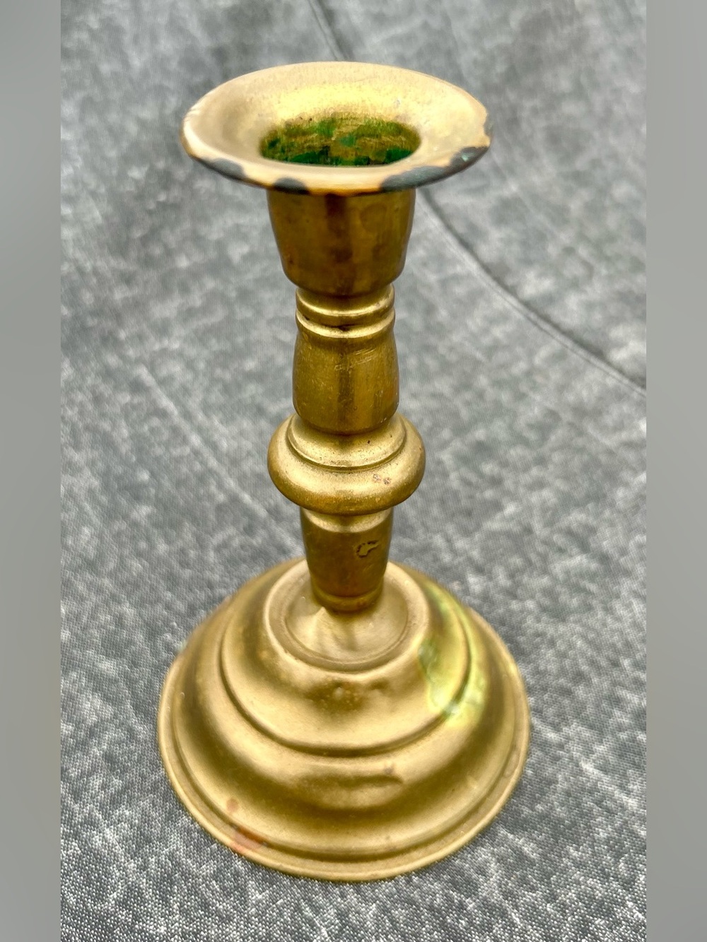 Mid 19th Century Civil War Era Weighted Base Brass Candle Stick Holder